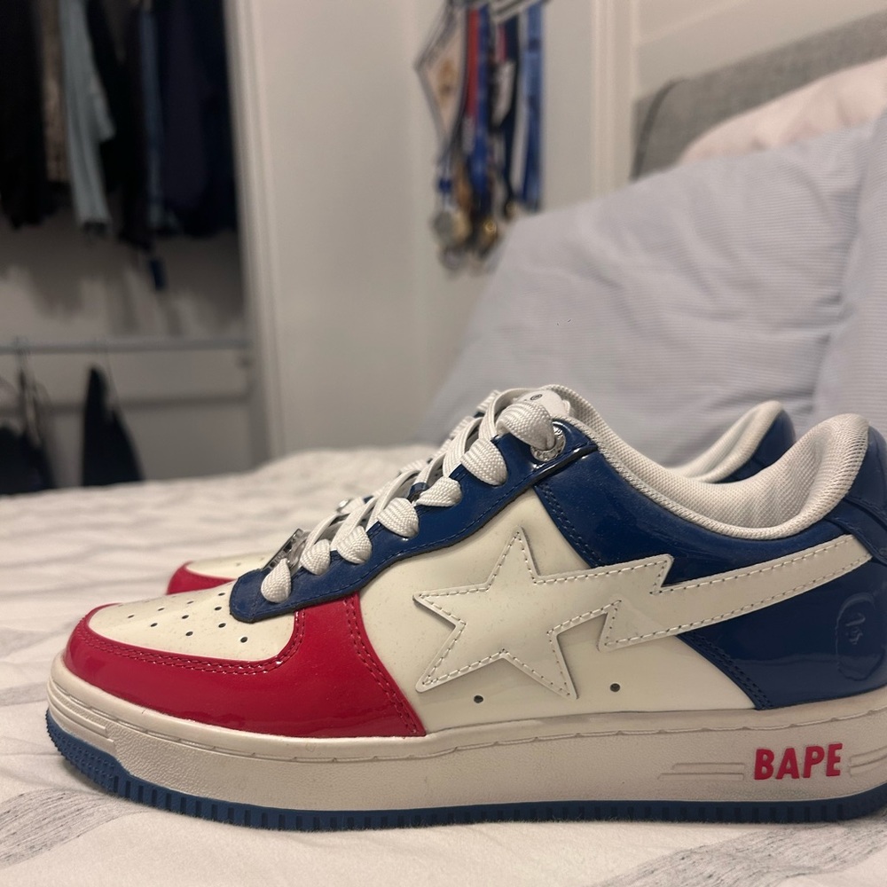 BAPE Kids' Red, Blue, and White Sneakers